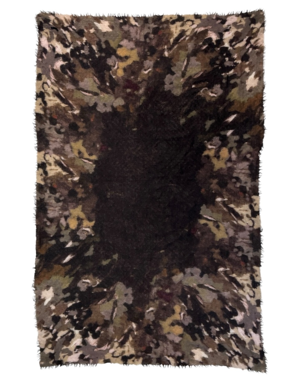 Franco Ferrari Abstract Wool Cashmere Fringe Large Wrap Scarf  62" x 40" $358